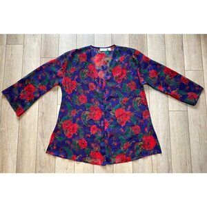 VTG Victorias Secret Gold Label Sheer Top Blouse Floral Paisley Womens Medium
